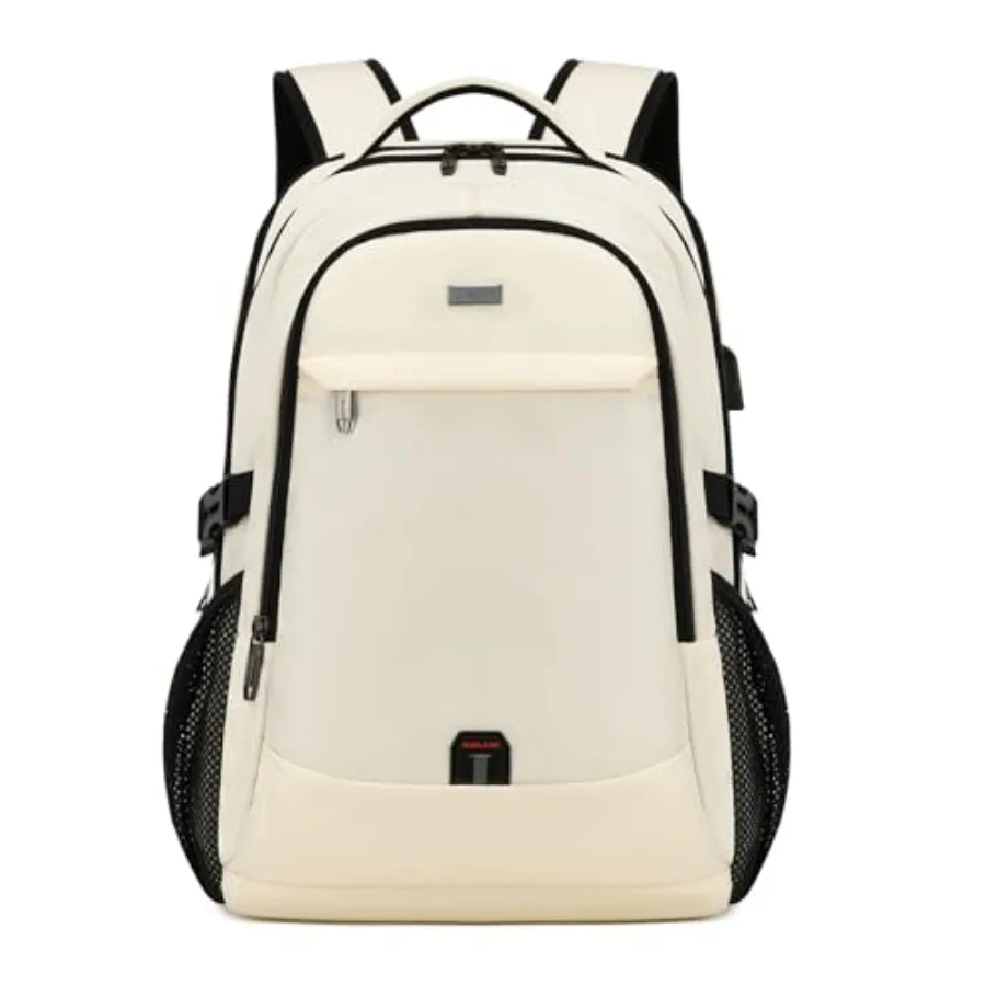 

Laptop for Travel Water Resistant College for Women Laptop Bag USB Charging Port, Beige A