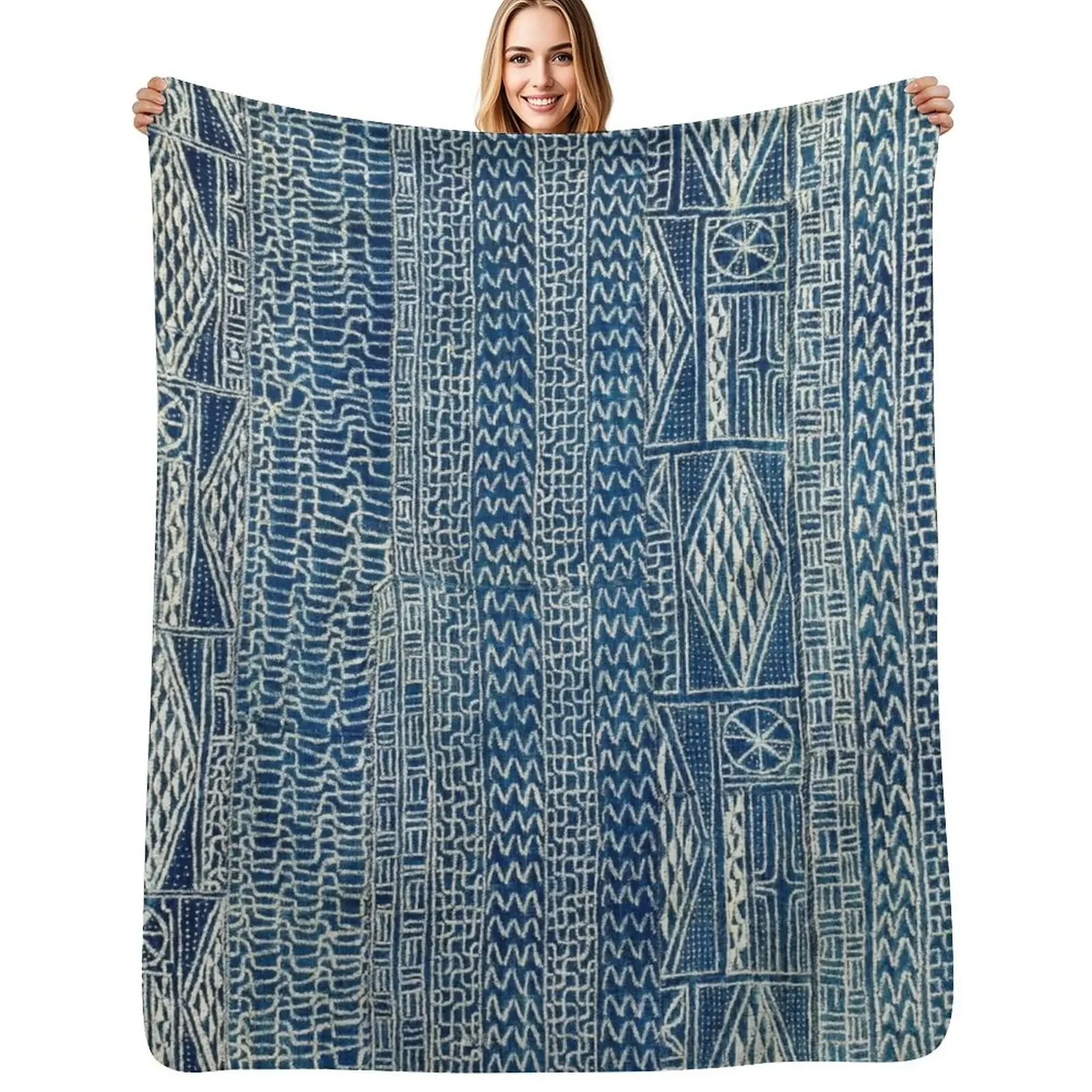 

Ndop Cameroon West African Textile Print Throw Blanket Hairy Bed linens Personalized Gift Sofas Blanket