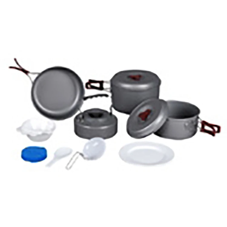 

Набор посуды для четырех человек, уличная горячая кастрюля для автодома, темно-серая питьевая кастрюля для каравана, портативная кастрюля для кемпера из твердого анодированного алюминия