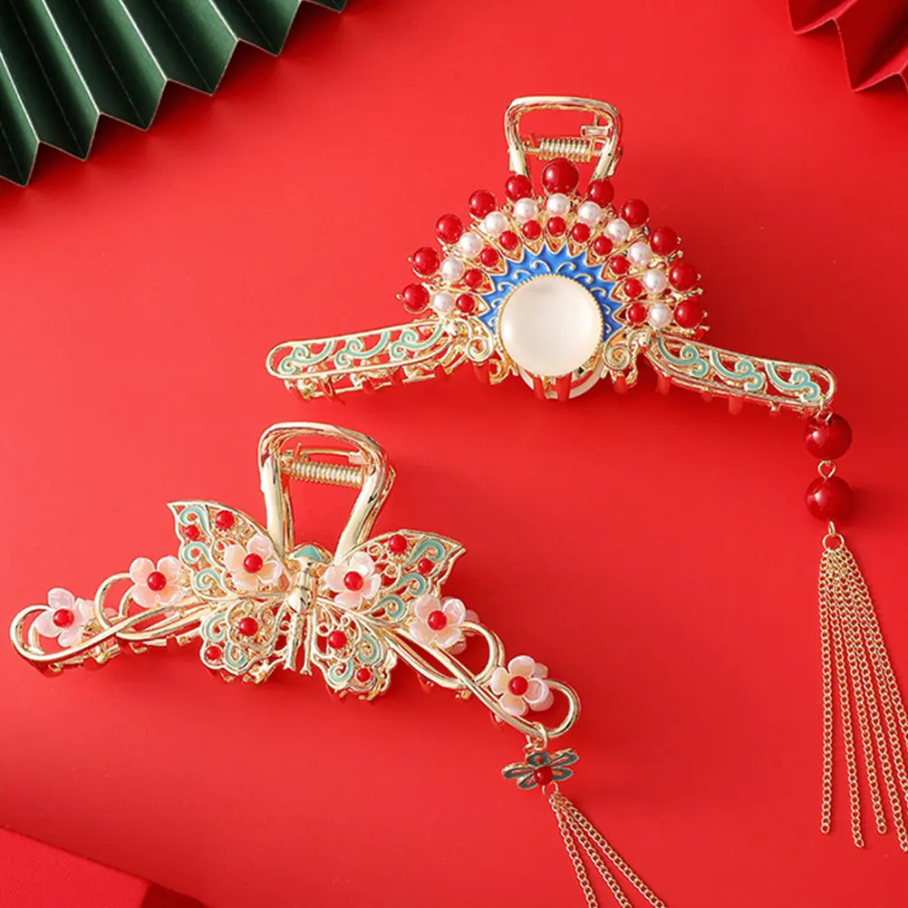 

Pearl Tassel Hair Claw Clips Elegant Fashion Women Hair Jaw Clamp for Daily Work Banquet Styling Simple Ponytail Holder