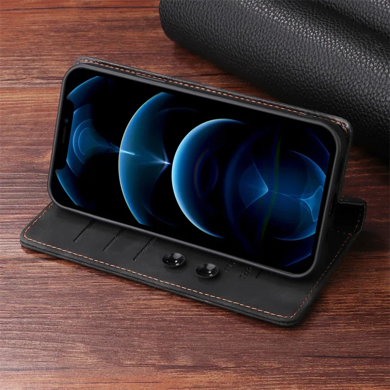 Luxury Suction Cup Leather Case for Samsung Galaxy S24 Ultra S24Plus S23 FE S23 S22 Ultra Plus Cover Wallet Stand Book Etui Case