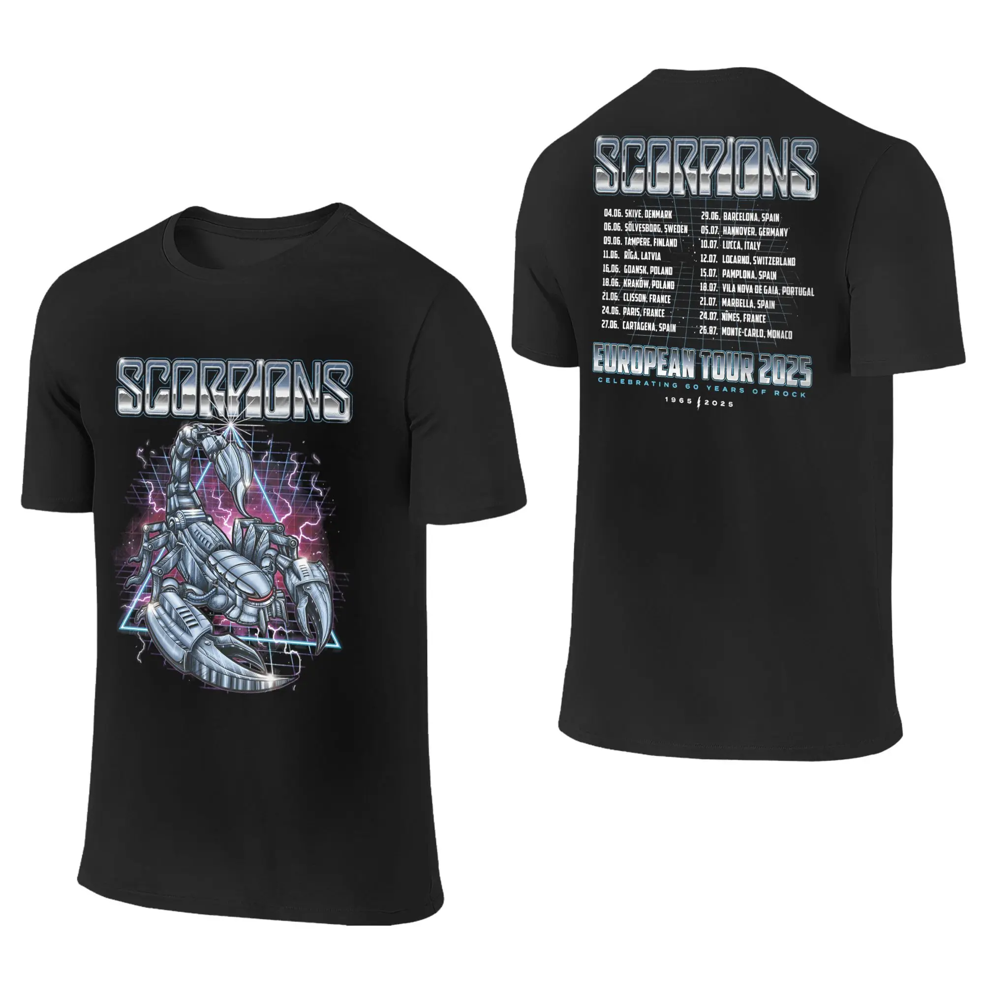 New SCORPIONS 60 YEARS TOUR 2025 T Shirts Men 100% Cotton Awesome T-Shirt Round Collar  Tees Short Sleeve Clothes Classic