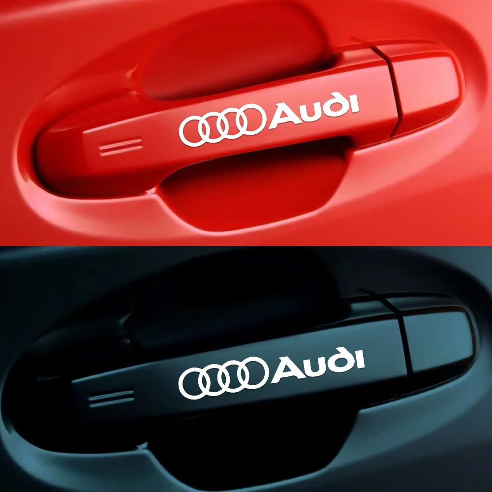 4Pcs For Audi Sline Quattro RS TT A4 A5 A6 A7 A8 Q6 Q7 Car Styling Door Handle Wiper Rearview Mirror Sticker Auto Accessories