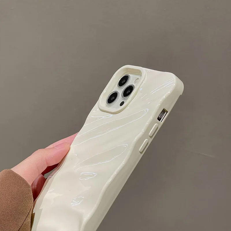 الفاخرة موجة تموج سيليكون جراب هاتف آيفون 16 15 13 14 12 برو ماكس زائد الحرير التجاعيد نمط لينة غطاء للصدمات قذيفة #6