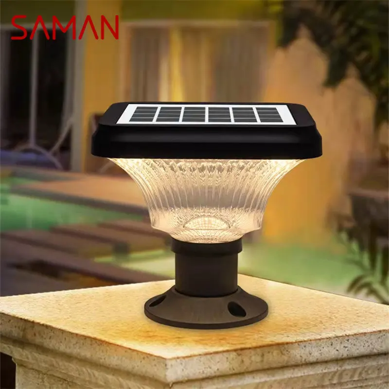 

SAMAN Outdoor Solar Post Lamp Modern Creative LED Courtyard Waterproof Column Light for Garden Balcony Villa Porch Decor