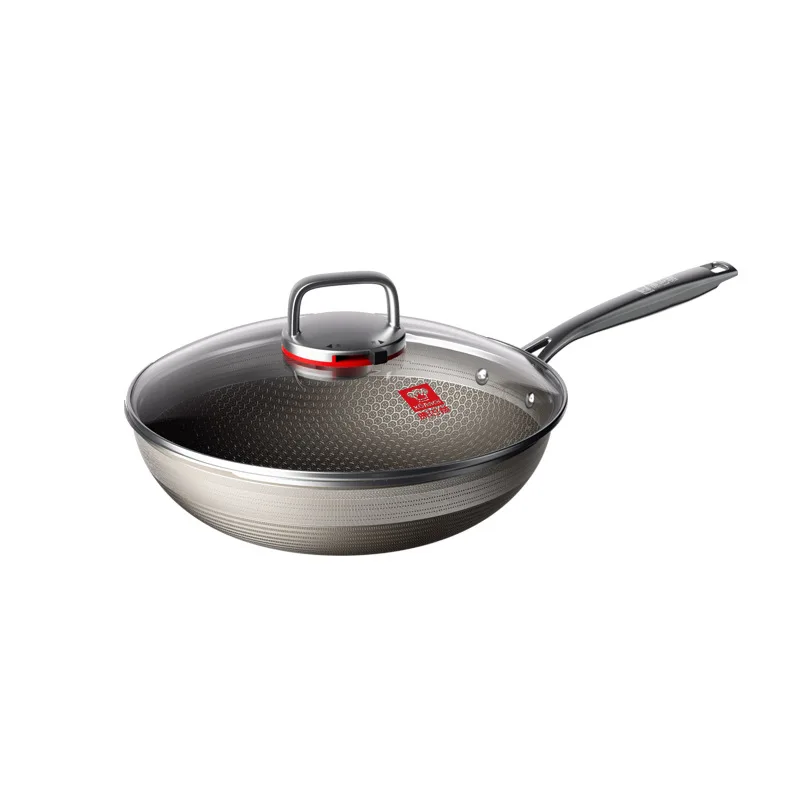 YFY wok real titanium honeycomb non-stick pan household cooking stainless steel