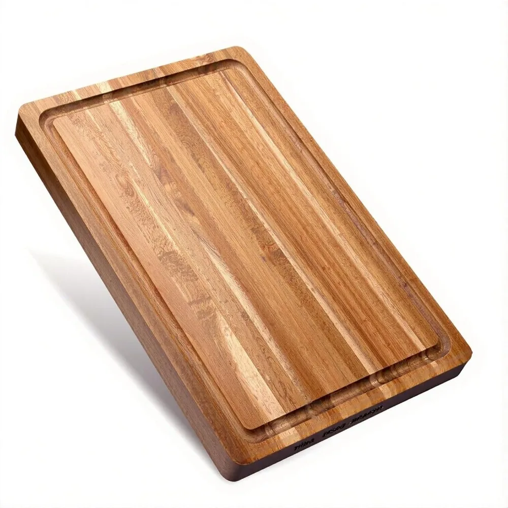 

Wooden Cutting Board Set -Reversible Acacia Wood Kitchen Chopping Boards with Juice Groove for Meat, Fruits, Vegetables & Cheese