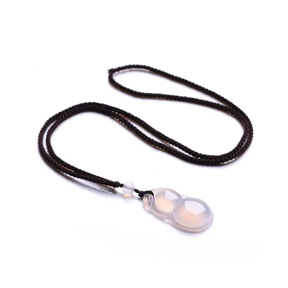 Quality Natural Chalcedony Gourd Pendant Ice White Agate Jade Stour Fu Lu Shou Couple Set Gift Accessories Unisex Lucky Jewelry