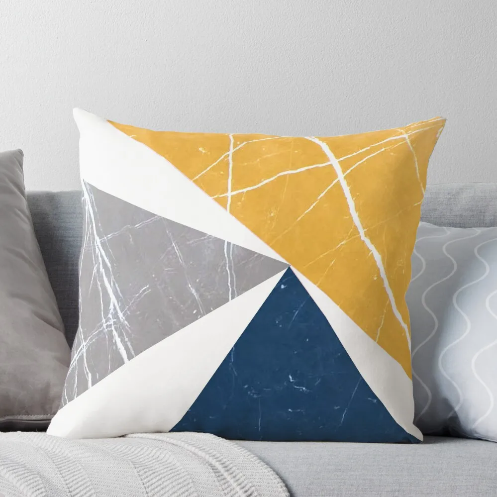 

Abstract Pattern Triangles Blue / Yellow / Gray Throw Pillow Decorative Cushion Cover Christmas Pillowcase Couch Pillows