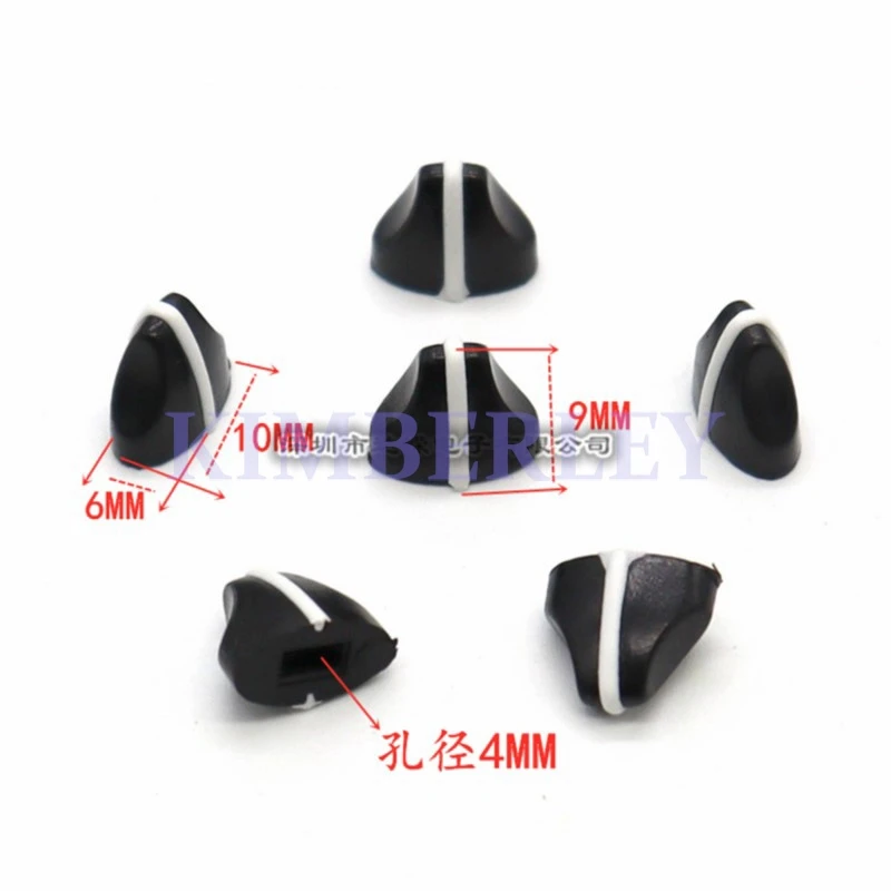 20PCS 10x6x9mm Mixer Fader Knob 4mm Hole Black White Volume Control Knobs Amplifier Straight Sliding Potentiometer Push Key Cap