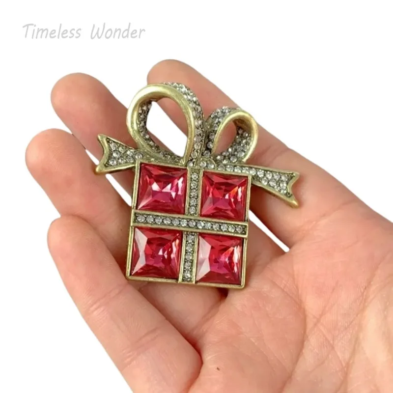 Timeless Wonder Retro Zircon Gift Box Brooch Pins for Women Designer Jewelry Runway Top Medieval Gift Rare Broches Mix  5258