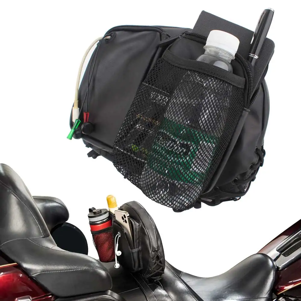 Motorcycle Driver Rider Sissy Bar Backrest Organizer Kit For Harley Touring Glide Softail Dyna Sportster 2009-2024 Organizer Bag