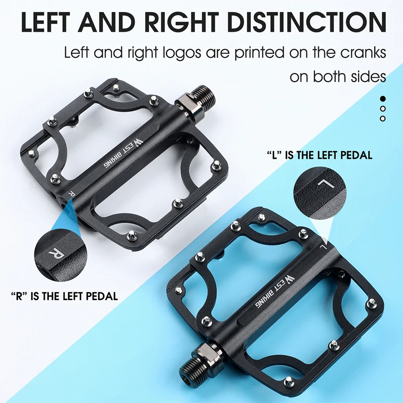 

WEST BIKING Bicycle Pedals 3 Bearing Anti-slip MTB Road Bike Pedals Aluminum Alloy Bike Pedal Flat Pedals Cycling Accessories
