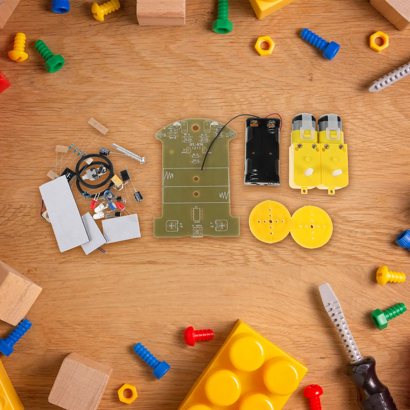 Learn Diy Electronics - ชุดอุปกรณ์รถหุ่นยนต์ 1 ชุด รถติดตามเส้นอัจฉริยะ โครงการบัดกรีสำหรับการเรียนรู้ DIY