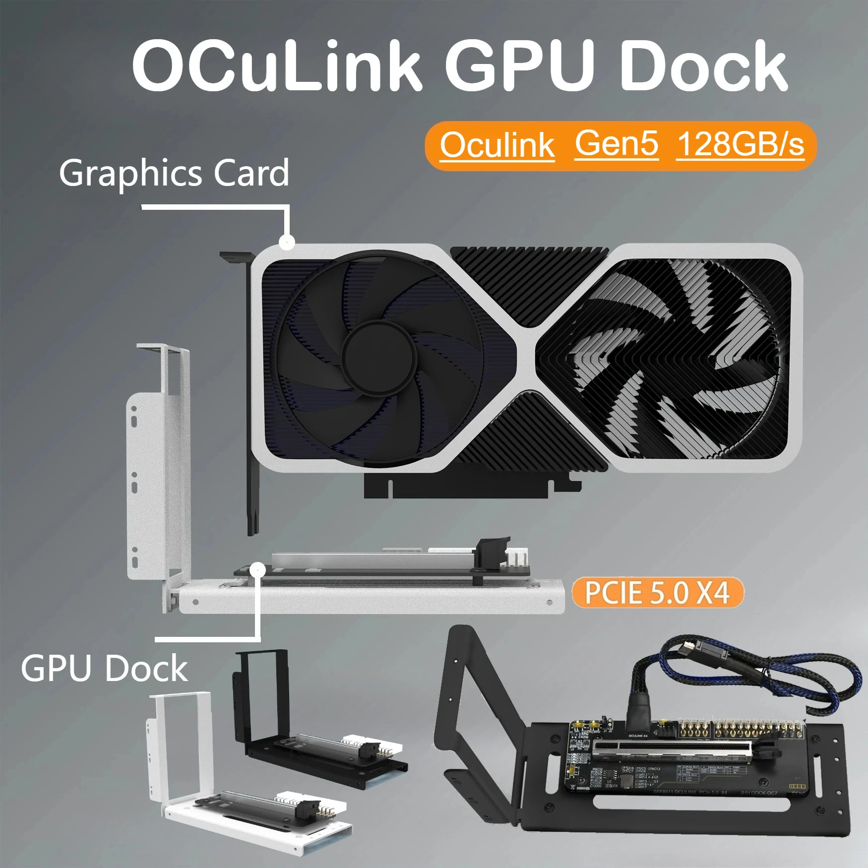 

OCuLink GPU Dock PCIe 5.0 x4 GDP Notebook Laptop to External Video Graphics Card Gaming M.2 Oculink SFF8611 to X16 eGPU ATX24Pin