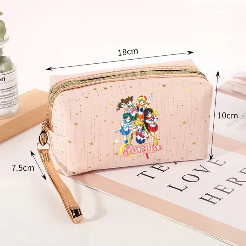 Sailor Moons Women Cosmetic Bag Girl Meteor Stamping Anime Vogue Female Zipper Coin Makeup Toiletries Storage Case Birthday Gift