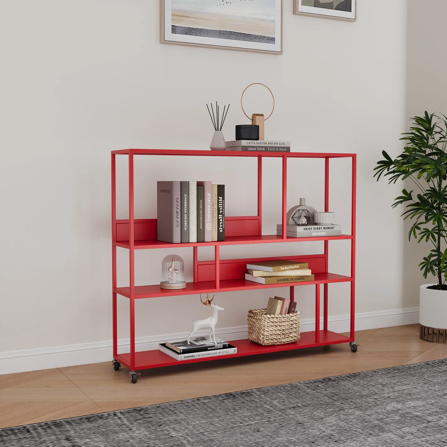 LMM household with wheel rack balcony living room movable storage ornament storage rack 4