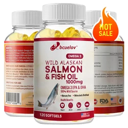 Wild Alaskan Salmon Oil - Pure Fish Omega 3 EPA DHA Fatty Acids - Supports Joint Function, Brain, Eye, Immune and Heart Health