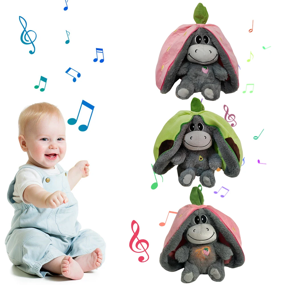 Mainan Mewah Keledai Pernapasan Boneka Binatang Pernapasan Keledai Stroberi Pendamping Tidur Tahan Aus untuk Hadiah Ulang Tahun Anak-anak