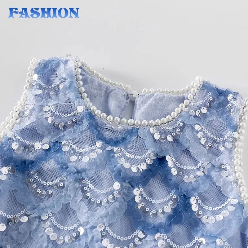 little girl princess dress baby girl sleeveless fish scale summer fashion vest dress children role-playing dress Baby Clothing