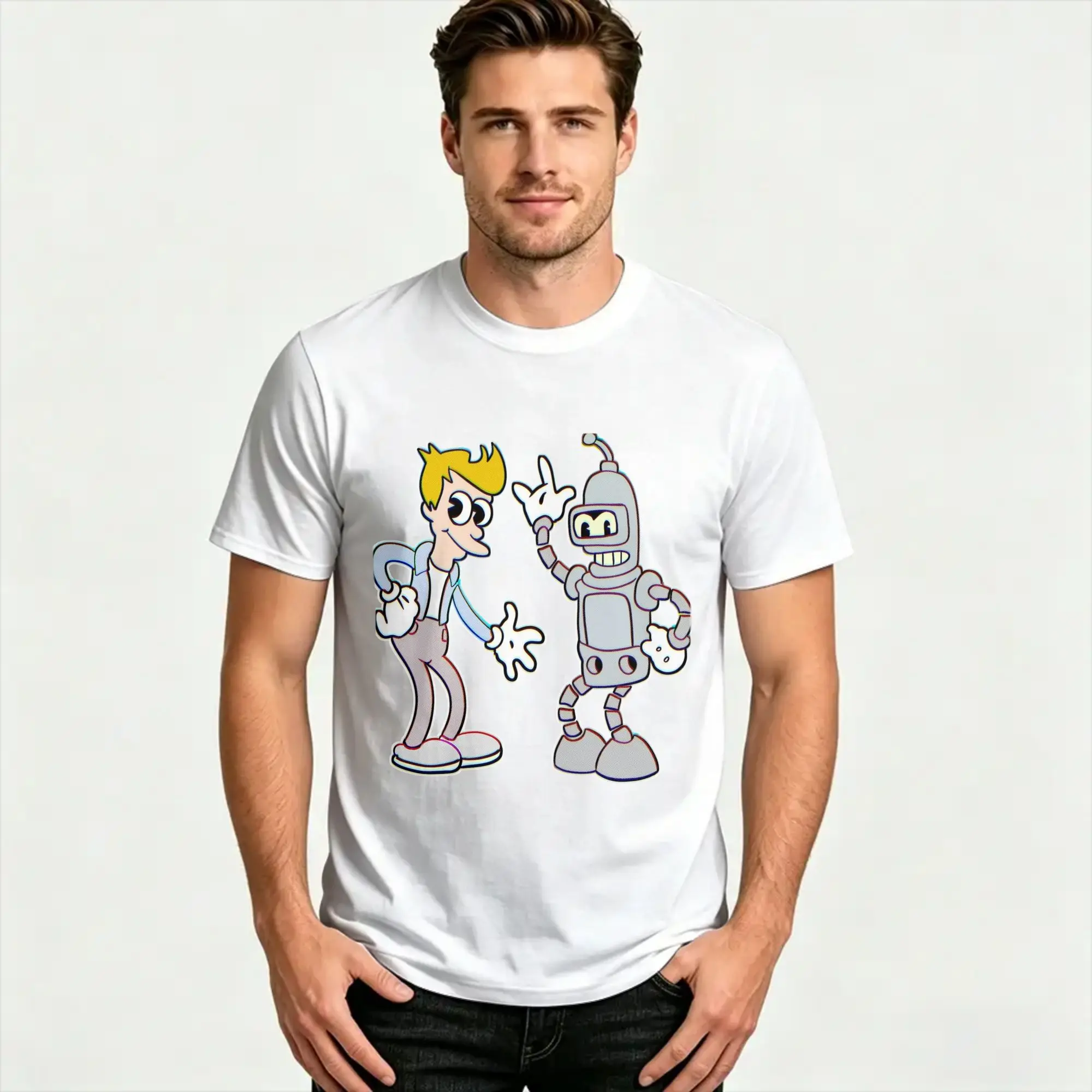 Novelty Fry T Shirt Men Round Neck Short Sleeve Clothes Futuramas Cotton Summer Tops
