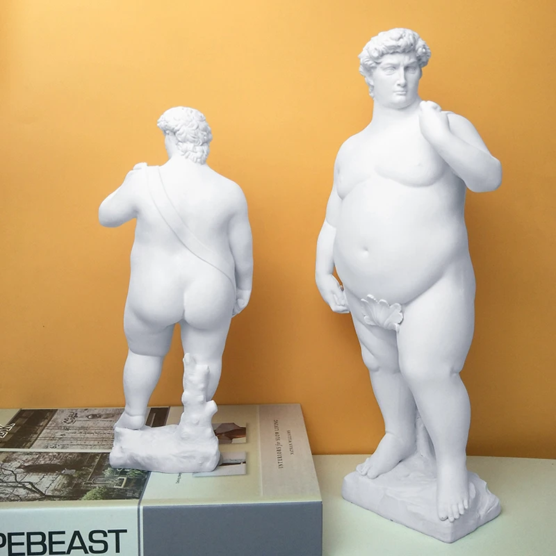 Creative Fat David Portrait Sculpture Resin Craft Human Body Abstract Statue Home Decor Desktop Ornaments Garden Art Decoration