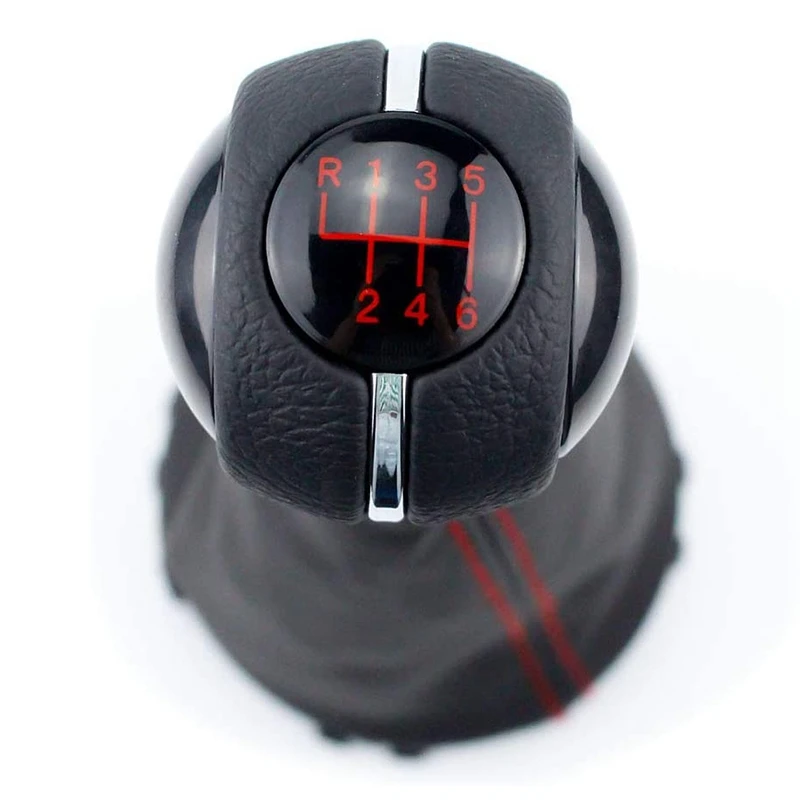 6 Speed Manual Gear Lever Shift Knob with Gaitor Leather Boot for F55 F56 F57 F54 F60 RED