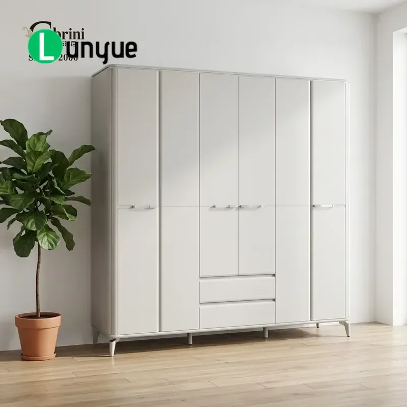 Nordic Style Modern 6 Door Wardrobe High End Eco Friendly HDF Bedroom Furniture Storage Cabinet for Home Organization