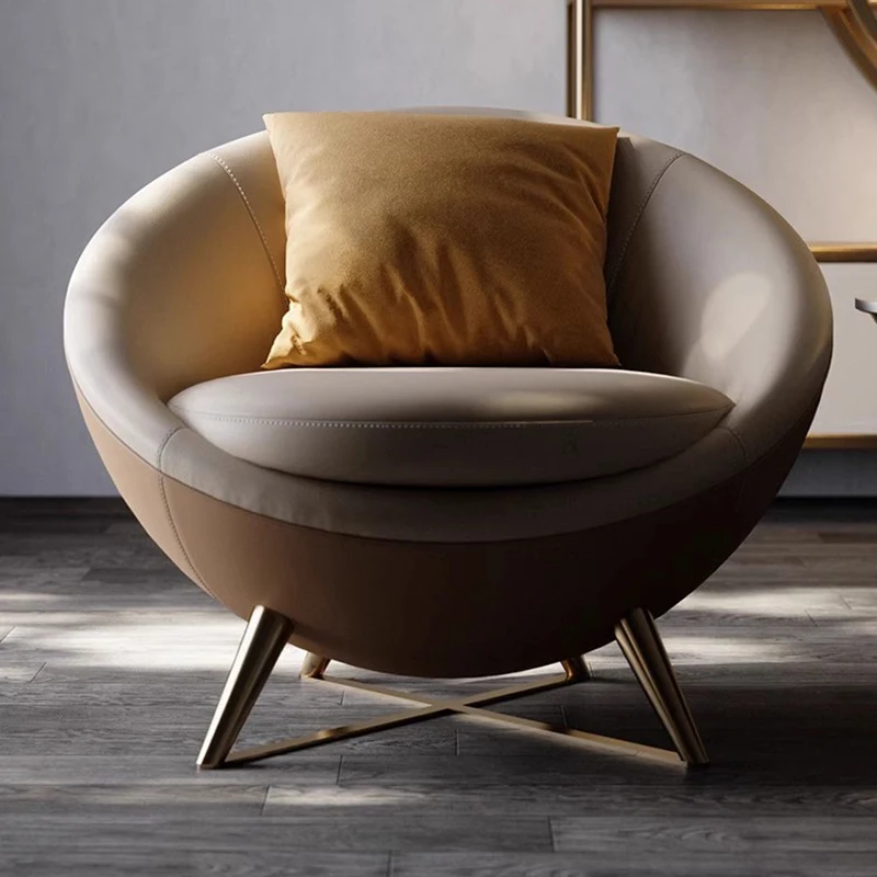 

leather leisure chair light luxury Italian minimalist size apartment living room chair luxury design single chaisse furniture