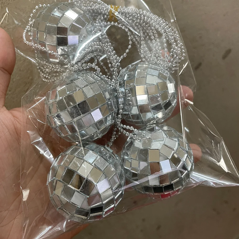 Discokugel, Modeschmuck, Dekorationen, 1970er-Jahre-Silber, Spiegelkugeln, Armband, Ohrringe, 80er-Jahre-Halskette, Rave-Accessoires für Frauen – Detail 5