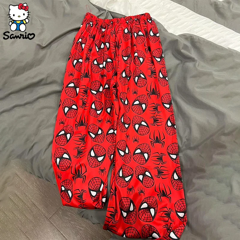 Desenhos animados anime spiderman olá kitty pijamas sanrio olá kitty casais combinando pijamas calças compridas calças de verão calças de dormir