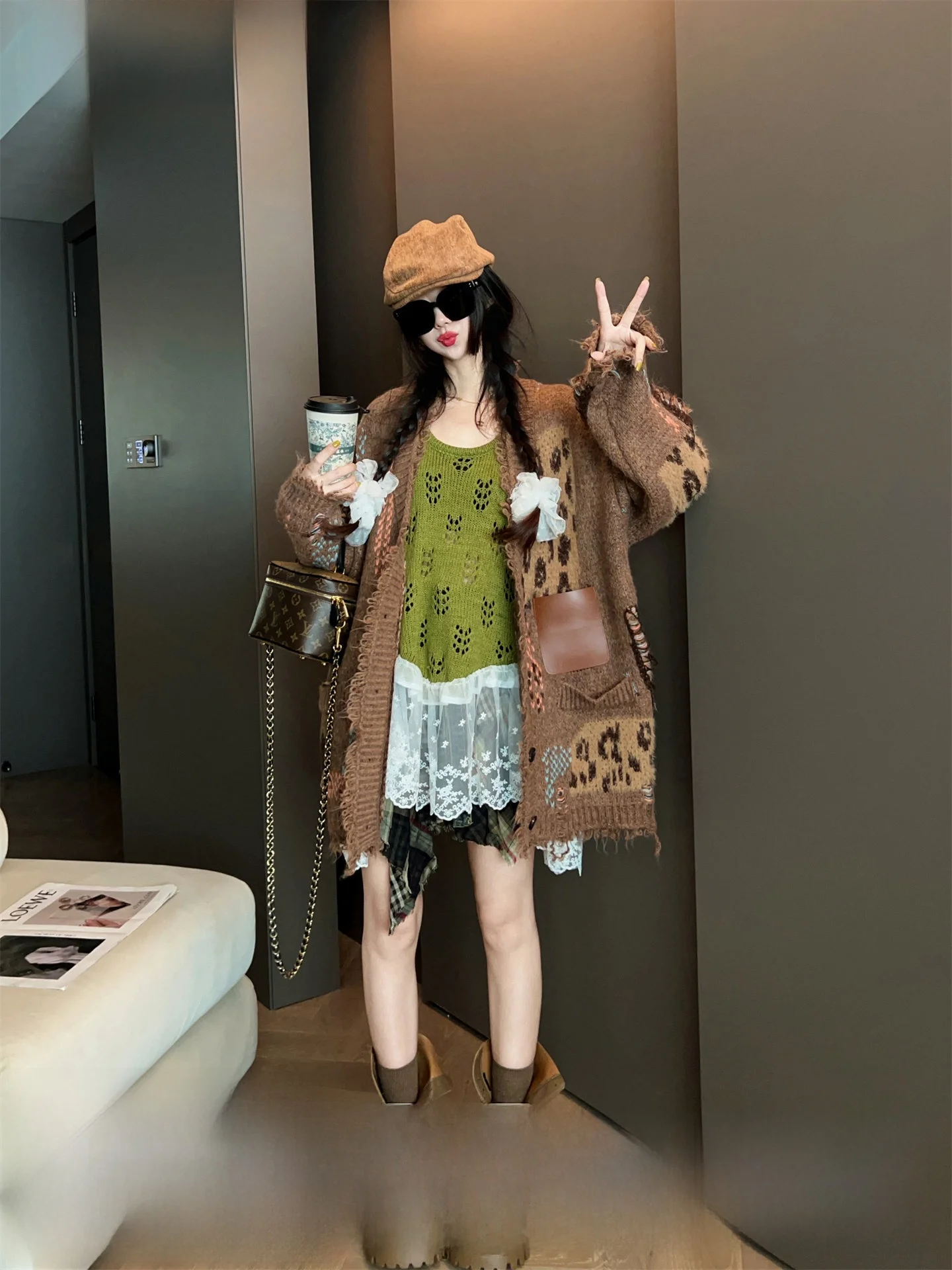 

Faionable Knitted Open Cardigan Sweater Women's Loose Casual Top Trendy Autumn 2025 New Arrival Warmth Heating V-Ne Long ...