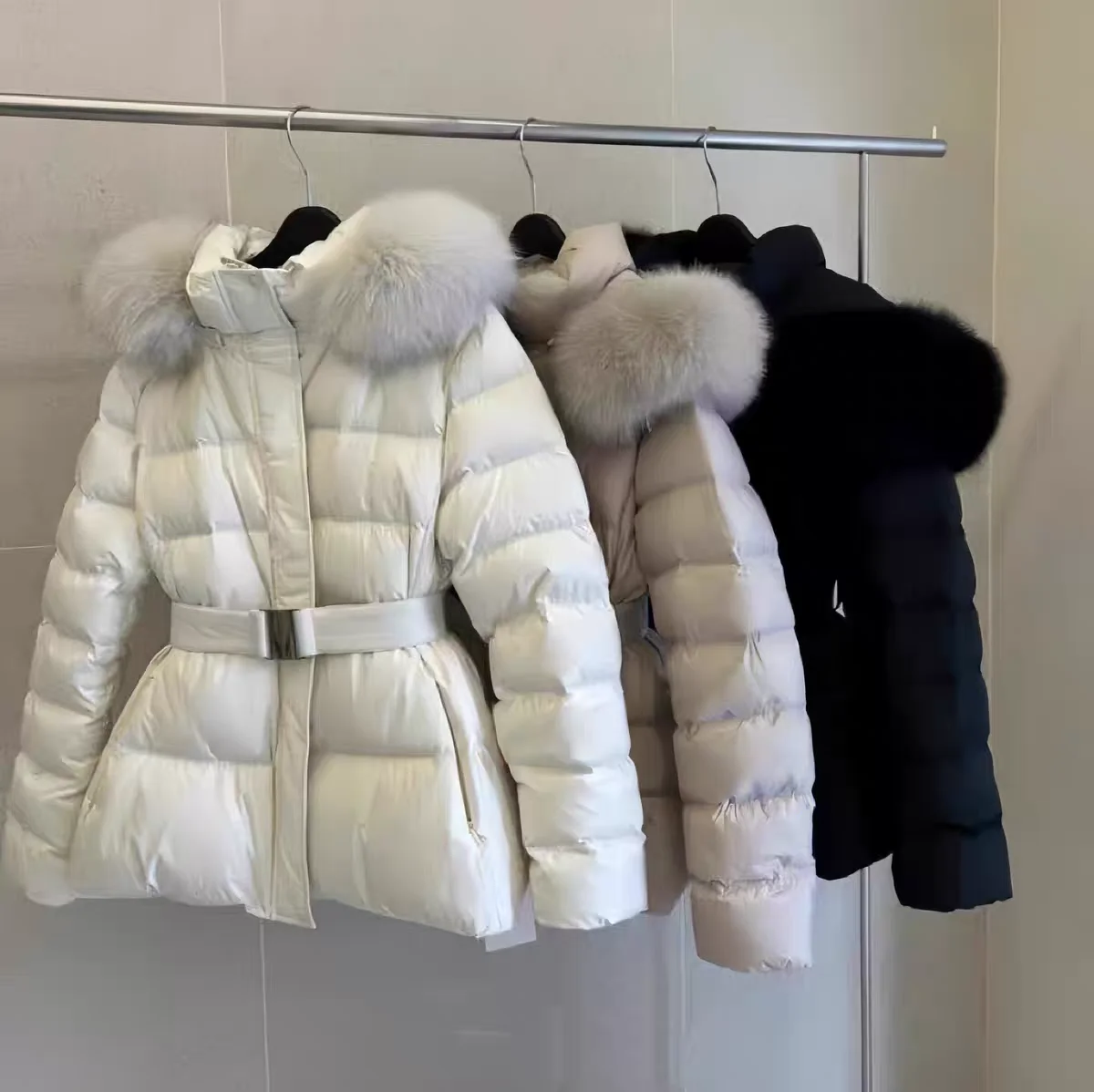 Korean New Winter Slim Waist Fitted Plus Size Thick Down Cotton Parkas Women Big Fur Collar Warm Coat Fashion Trendy Warm