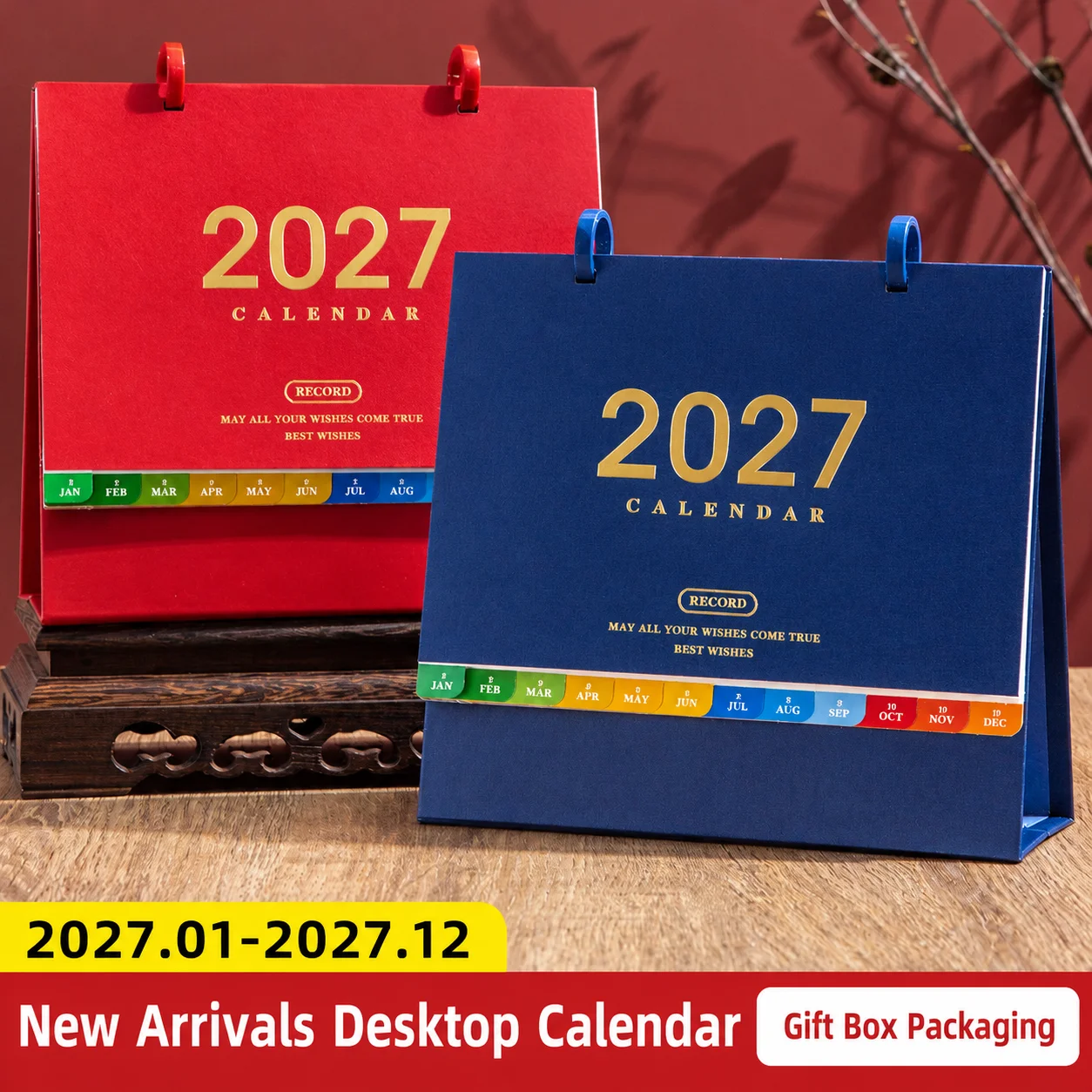 Table Planner Minimalist 2027 Standing Calendar Desktop Planner Monthly Thick Paper Calendar for Note Taking and Daily Recording