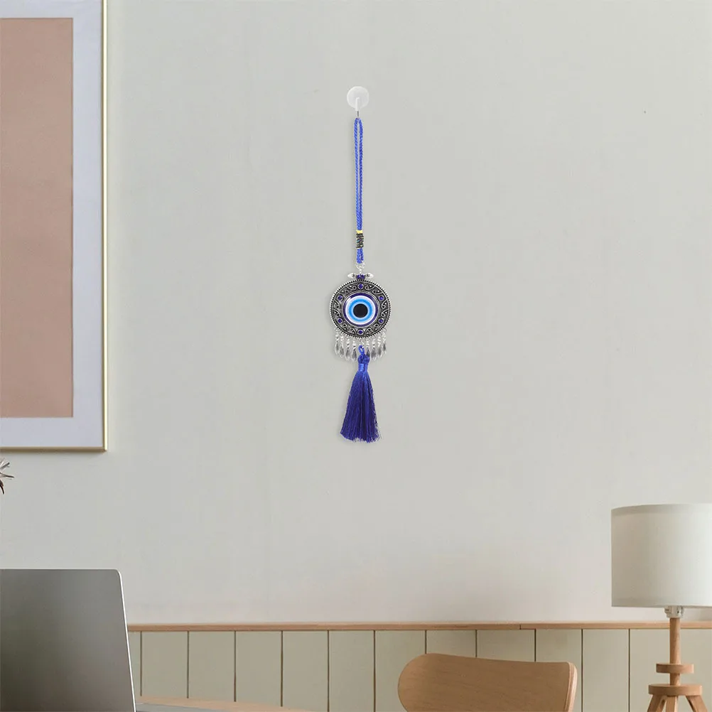 

2Pcs Blue Evil Eye Hanging Ornament Tassel Lucky Charm Car Rearview Mirror Pendant Protection Decor for Car Home