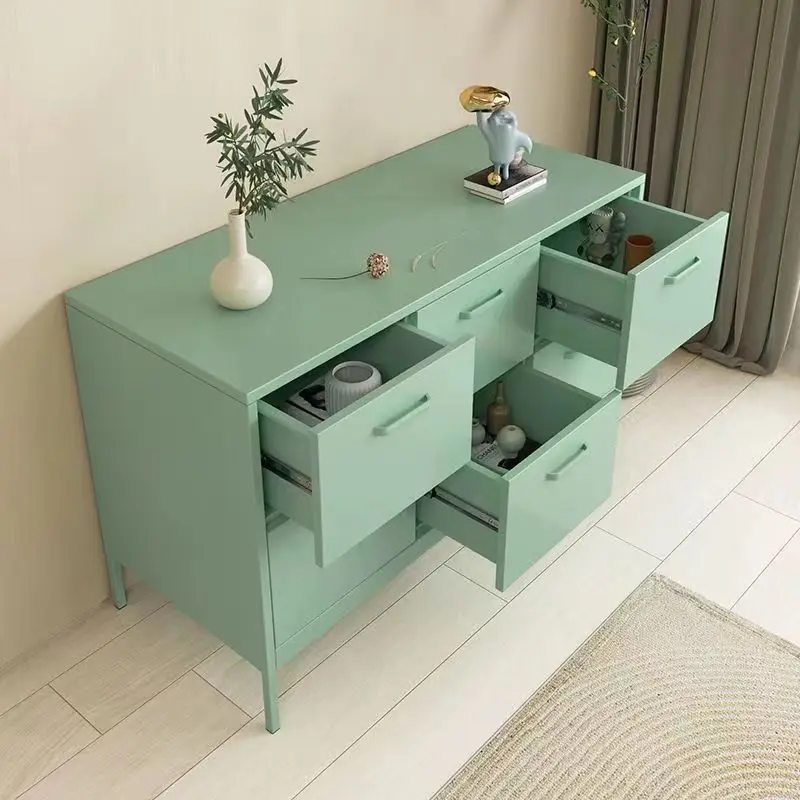 

Wrought iron chest, simple household living room, bedroom, drawer type storage cabinet, large capacity against the wall, side