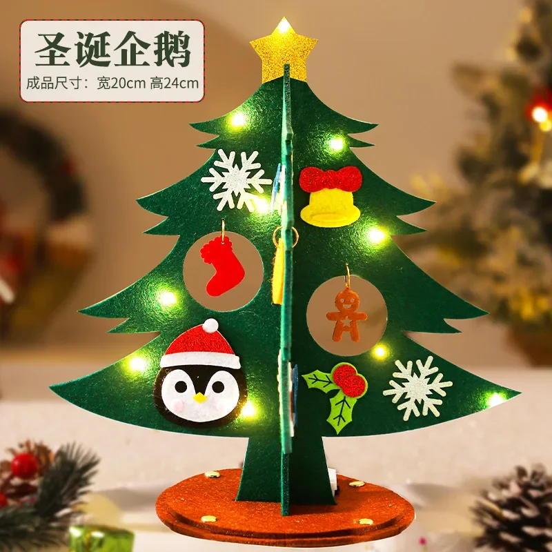 Children DIY Felt Christmas Tree Toys Handmade Xmas Tree Crafts Material Desktop Decoration 2025 Navidad New Year Gifts for Kids