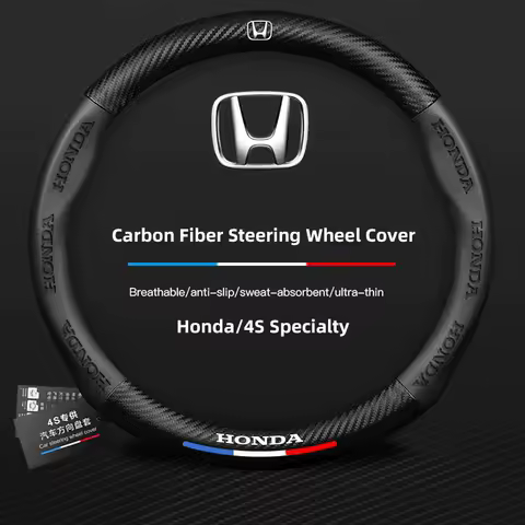 Carbon fiber Leathe Car Steering Wheel Cover For Honda Civic Accord Fit Jazz CRV BRV HRV Insight Pilot Passport TYPE-R