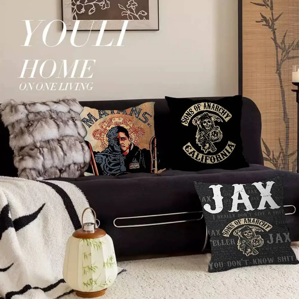 S-Son O-Of Anarchy Cushion Cover Car Throw Pillow Case For Sofa Car Christmas Gift 40x40cm 45x45cm