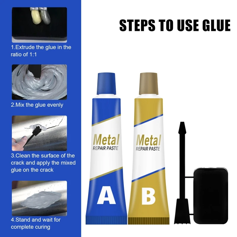 2024 New Metal Repair Paste Set Engine Weld Adhesive Waterproof Heat Resistance Multi-purpose Fit for Metal Wood Glass ABS PVC