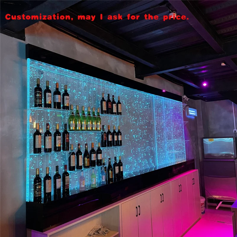 

custom.Interior Decor Custom LED Bubble Fountain Wall bar Shelf