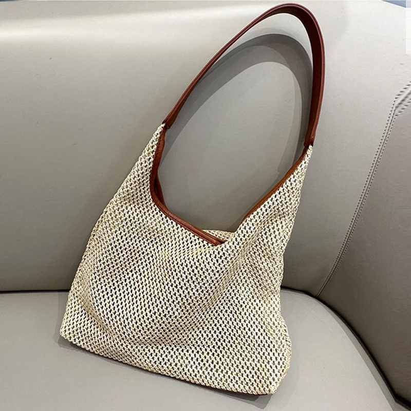 

Bucket Composite Bags For Women Luxury Designer Handbags And Purses 2024 New In Casual Large Capacity Hollow Out Weave Shoulder