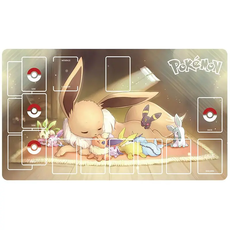 แผ่นรองการ์ดโปเกมอน DIY ลายการ์ตูนอนิเมะ พิคาชู ดิสก์ดวล การ์ตูน อีวุย แผ่นรองการ์ด เก็นการ์ แผ่นรองการ์ดยางหนา ของขวัญ ของเล่น