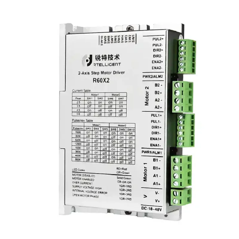 PUL&DIR R60X2 2 Phase 2 Axis Stepper Driver Control Two Nema23 Step Motor  Step Driver