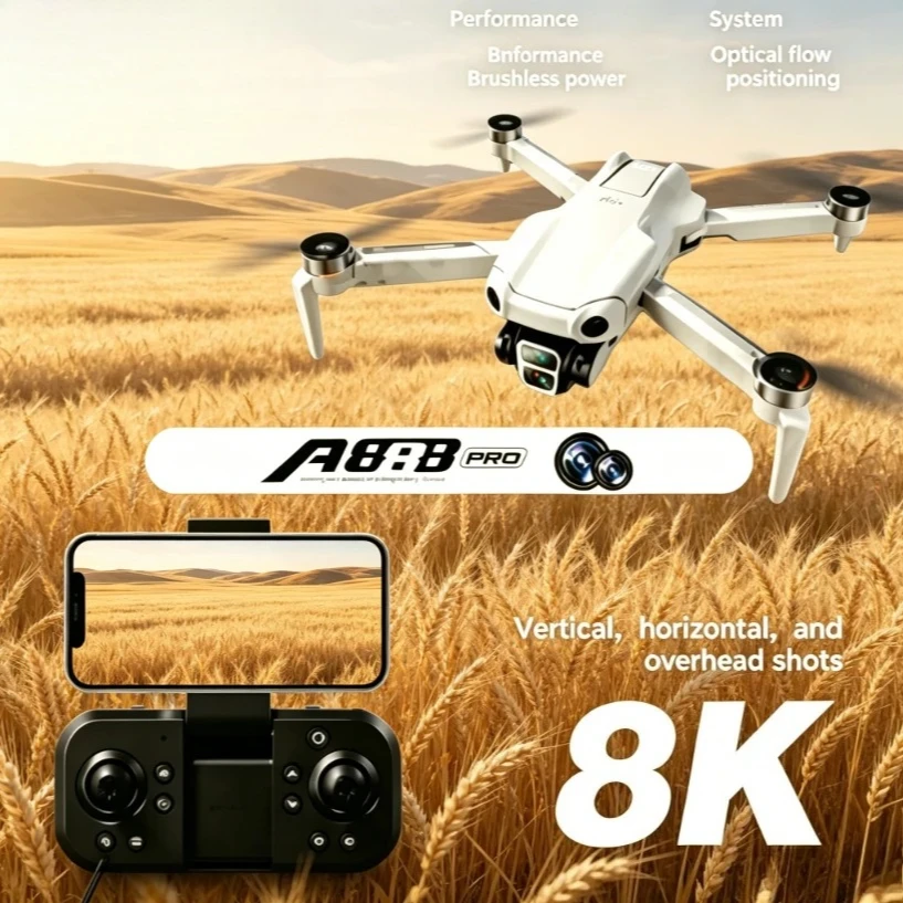 Original A888 Foldable Quadcopter 8K HD 4K Dual Lens 5G WiFi FPV Screen Controller Brushless Power Smart Anti-Collision RC Drone