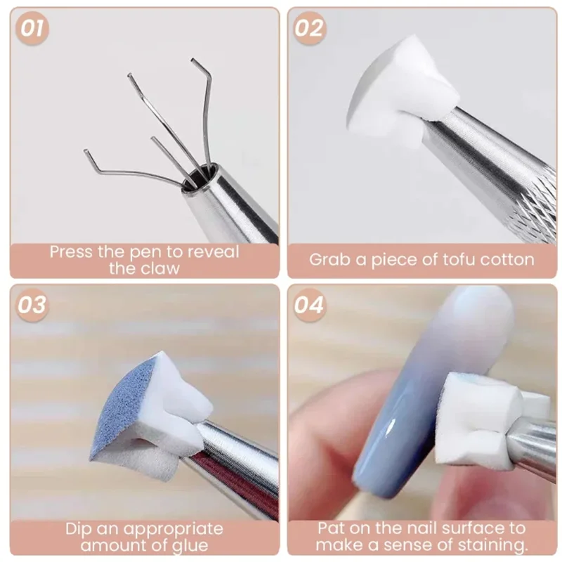 50 pçs esponja gradiente arte do prego stamper ferramentas gel polonês cor gradiente escova glitter pó pontilhar caneta para acessórios de manicure