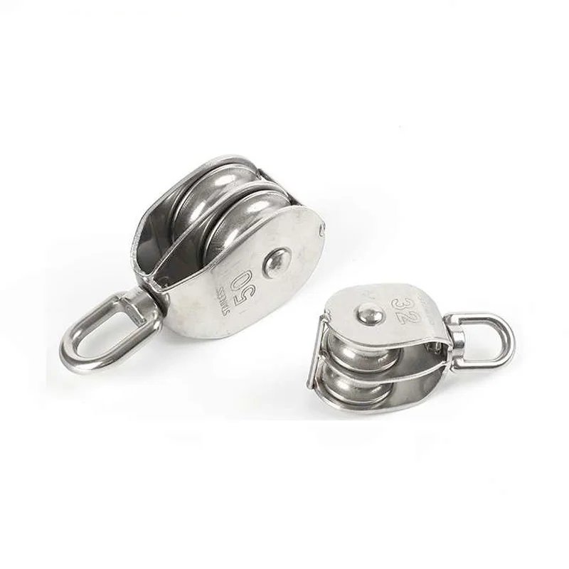 Polia única/dupla de aço inoxidável 304, roda giratória, conjunto de polia de corda de elevação, ferramentas de roda de elevação, polia de corda de fio, 1 peça