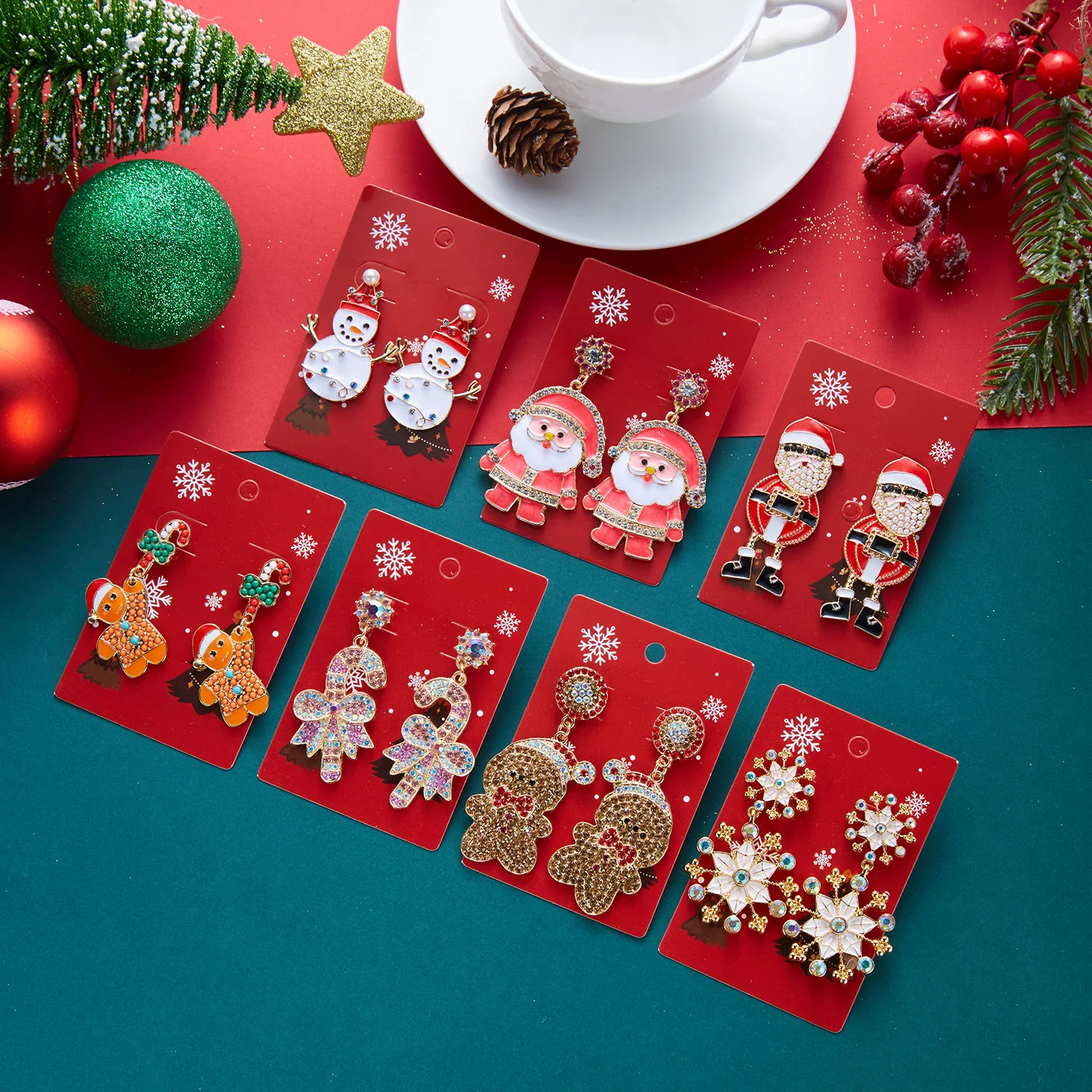 Neues Design Strass Schneeflocken-Ohrhänger für Frauen Glänzende Kristall-Zirkon-Lebkuchen-Ohrringe Charms Neujahrs-Schmuckgeschenke – Detail 5