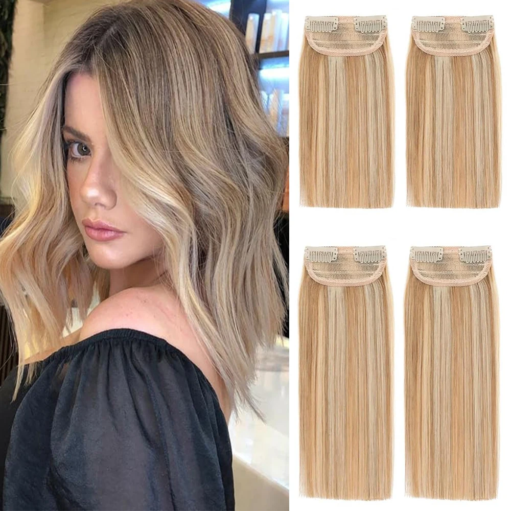 Invisible Hair Pads for Thinning Hair Mini Clip in Human Hair Pieces 10-30cm Natural Blending for Women's Crown and Part Lines