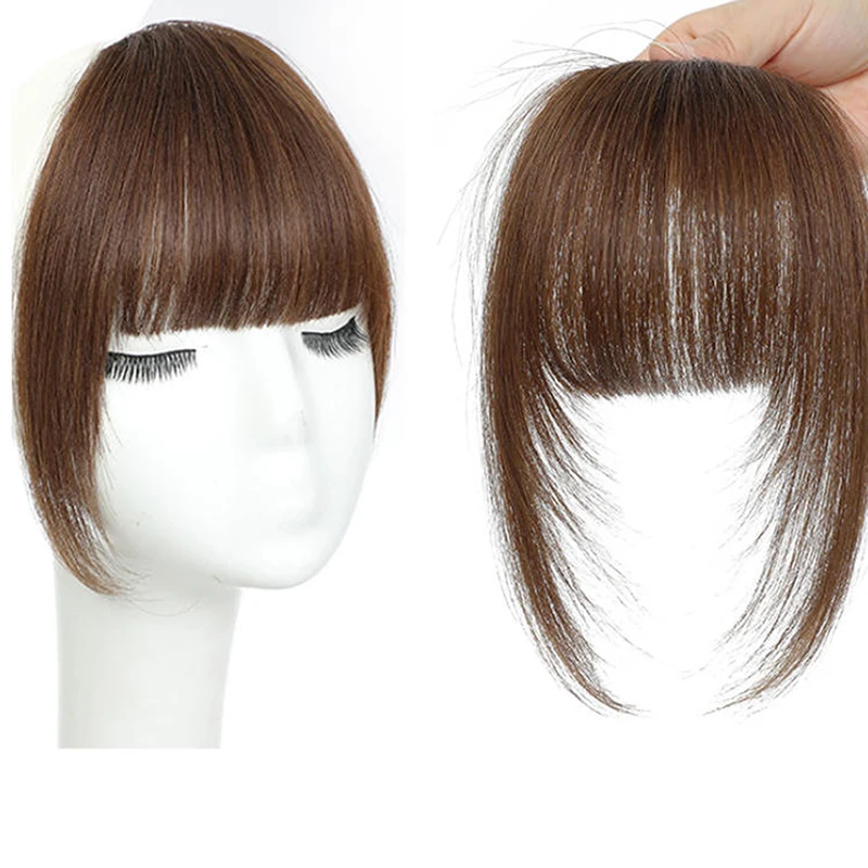 Synthetische künstliche Luftpony-Haarextensions, natürliche Haarverlängerung, vordere Fransen, Haarteil, Schwarzbraun, Clip-in-Pony, doppelte Seitenbärte, Haarstyling – Detail 8